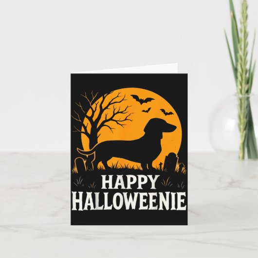 ハロウィーンのダックスフントの犬の可愛いハロウィン カード (正面)