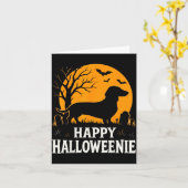 ハロウィーンのダックスフントの犬の可愛いハロウィン カード (黄色い花)