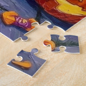 ハロウィーンのダックスント犬のトリックまたは治療 ジグソーパズル (側面)