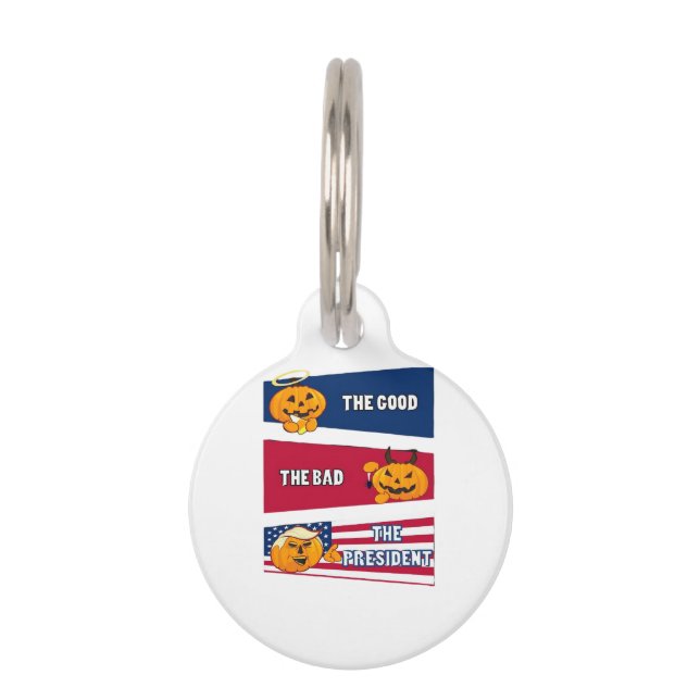 ハロウィーンのトランプキン大統領 ペット　ネームタグ (正面)