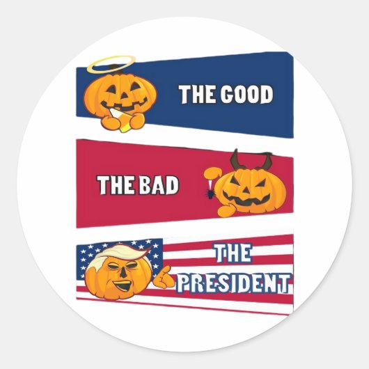 ハロウィーンのトランプキン大統領 ラウンドシール (正面)