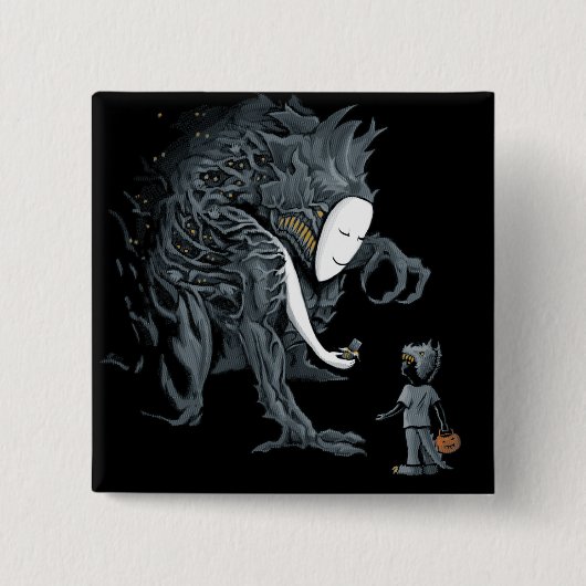 ハロウィーンのトリックに注意 缶バッジ (正面)