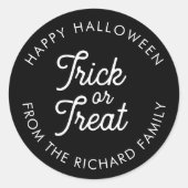 ハロウィーンのトリックまたはパーソナライズされた治療 ラウンドシール (正面)