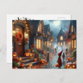 ハロウィーンのトリックまたは子供を扱う シーズンポストカード (正面/裏面)
