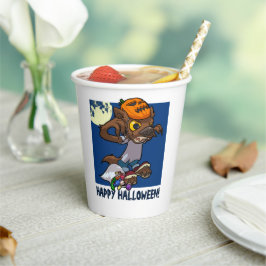 ハロウィーンのトリックまたは小さな漫画の人狼を扱う 紙コップ