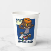 ハロウィーンのトリックまたは小さな漫画の人狼を扱う 紙コップ (裏面)
