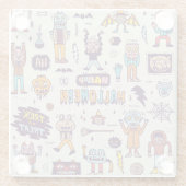 ハロウィーンのドードル、風変わりな漫画のシームレスなセット。 ガラスコースター (裏面)