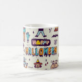 ハロウィーンのドードル、風変わりな漫画のシームレスなセット。 コーヒーマグカップ (中央)