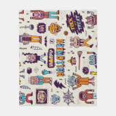 ハロウィーンのドードル、風変わりな漫画のシームレスなセット。 フリースブランケット (正面)