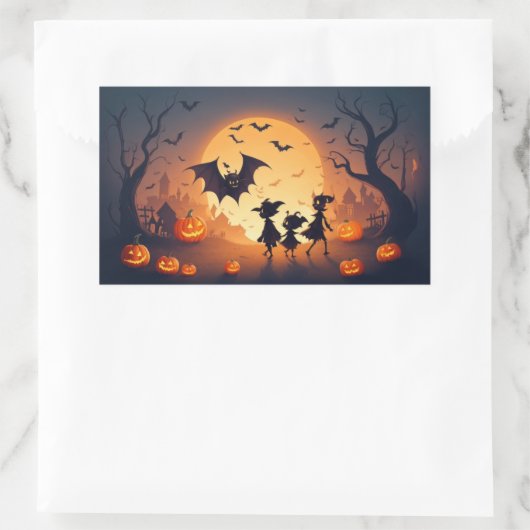 ハロウィーンのナイトステッカー 長方形シール (バッグ)