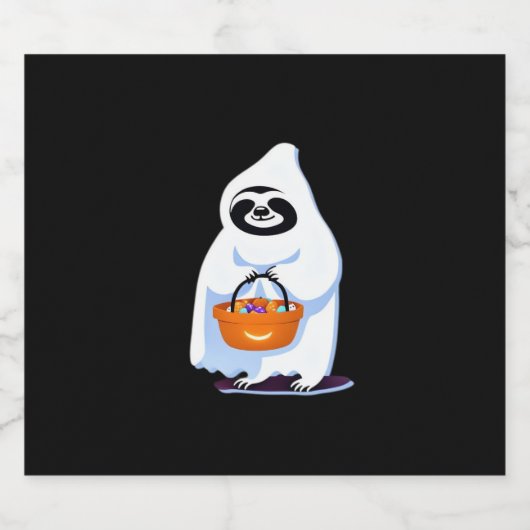 ハロウィーンのナマケモノは幽霊のトリックまたはtr スパークリングワインラベル (シングルラベル)