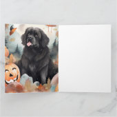 ハロウィーンのニューファンドランドとカボチャ怖い カード (内部)