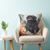 ハロウィーンのニューファンドランドとカボチャ怖い クッション (椅子)