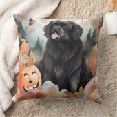 ハロウィーンのニューファンドランドとカボチャ怖い クッション (ブランケット)