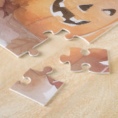 ハロウィーンのニューファンドランドとカボチャ怖い ジグソーパズル (側面)