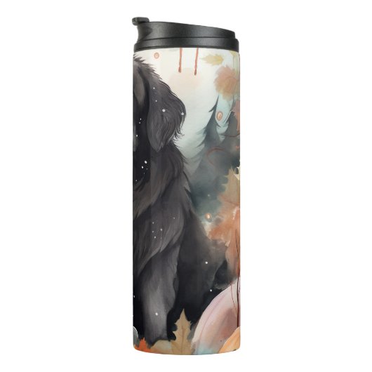 ハロウィーンのニューファンドランドとカボチャ怖い タンブラー (回転右)