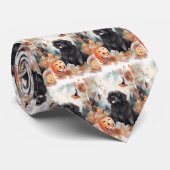 ハロウィーンのニューファンドランドとカボチャ怖い ネクタイ (ロール)