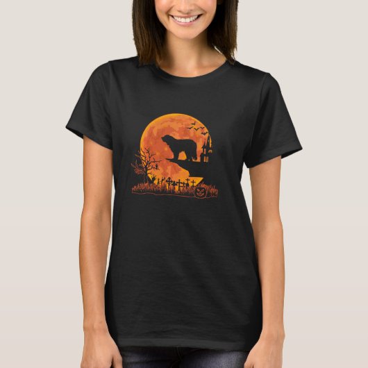 ハロウィーンのニューファンドランド犬の月の衣装 Tシャツ (正面)