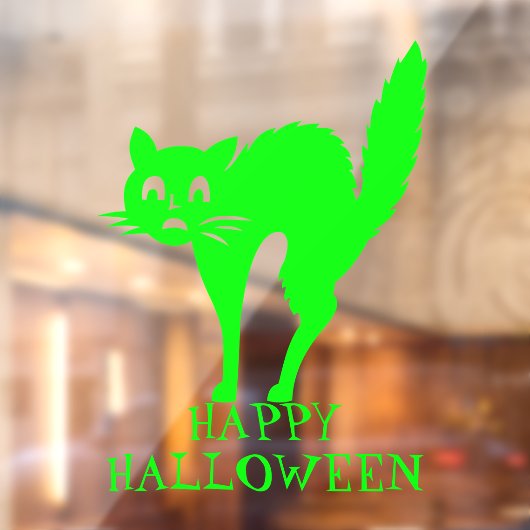 ハロウィーンのネオングリーンブラック猫カスタム文字デコル ウィンドウサイン (シート2)