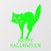 ハロウィーンのネオングリーンブラック猫カスタム文字デコル ウィンドウサイン (シート)