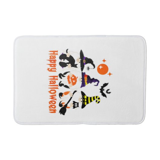ハロウィーンのノーム かわいい秋のかぼちゃの落ち葉 バスマット (正面)