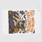 ハロウィーンのハイランド・カウズを待っている ゴルフタオル (横)