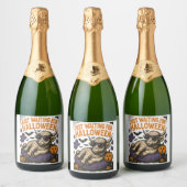 ハロウィーンのハイランド・カウズを待っている スパークリングワインラベル (ボトル)