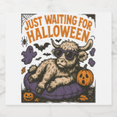 ハロウィーンのハイランド・カウズを待っている スパークリングワインラベル (シングルラベル)