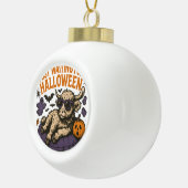 ハロウィーンのハイランド・カウズを待っている セラミックボールオーナメント (右)
