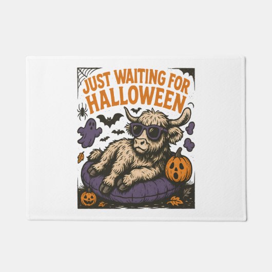 ハロウィーンのハイランド・カウズを待っている ドアマット (正面)