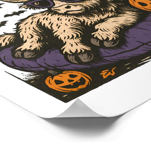 ハロウィーンのハイランド・カウズを待っている ポスター (角)