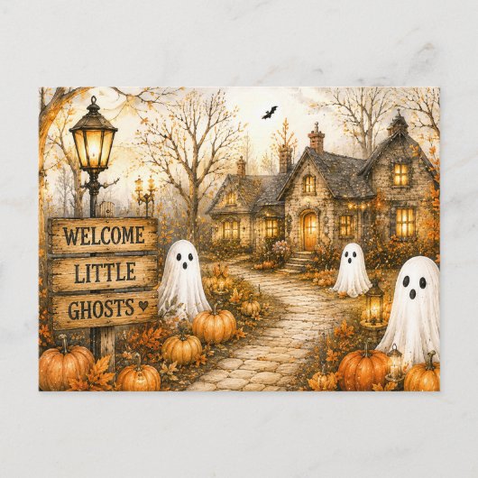 ハロウィーンのハガキ 不気味な秋のデザイン ポストカード (正面)