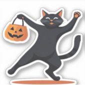 ハロウィーンのバッシュでグルーピングする黒猫 シール (正面)