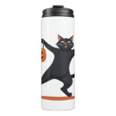 ハロウィーンのバッシュでグルーピングする黒猫 タンブラー (正面)