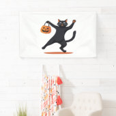 ハロウィーンのバッシュでグルーピングする黒猫 横断幕 (インサイチュ)
