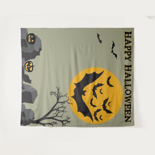 ハロウィーンのバット子供向けパーティーの写真用背景 タペストリー (正面(横))