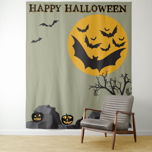 ハロウィーンのバット子供向けパーティーの写真用背景 タペストリー (インサイチュ)