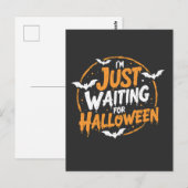 ハロウィーンのバティ不気味ギフトを待つ ポストカード (正面/裏面)