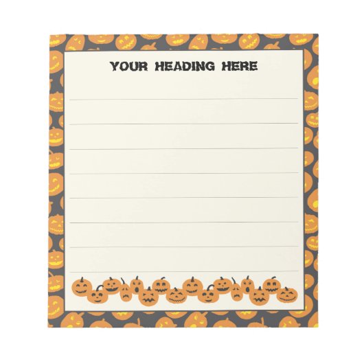 ハロウィーンのパンプキカスタムンのメモ帳 ノートパッド (正面)