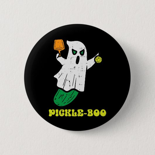 ハロウィーンのピクルボール漬けブー幽霊衣装メンズ 缶バッジ (正面)