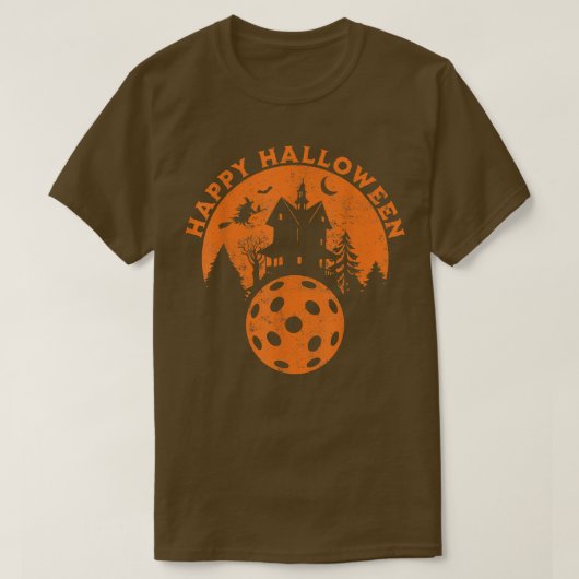 ハロウィーンのピックボールの幽霊のよく出る衣装 Tシャツ (デザイン正面)