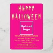 ハロウィーンのピンクのビジネスブランド 箔シーズンカード (正面)