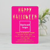 ハロウィーンのピンクのビジネスブランド 箔シーズンカード (立ち正面)