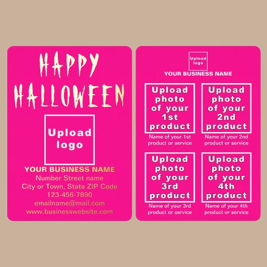 ハロウィーンのピンクのビジネスブランド 箔シーズンカード