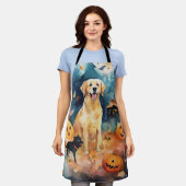 ハロウィーンのフィンランドのラプパンとカボチャ怖い エプロン (着用した状態)