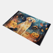 ハロウィーンのフィンランドのラプパンとカボチャ怖い ドアマット (アングル)