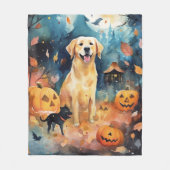 ハロウィーンのフィンランドのラプパンとカボチャ怖い フリースブランケット (正面)