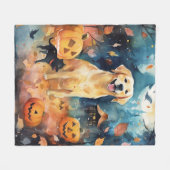 ハロウィーンのフィンランドのラプパンとカボチャ怖い フリースブランケット (正面(横))