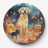 ハロウィーンのフィンランドのラプパンとカボチャ怖い ペーパープレート (正面)