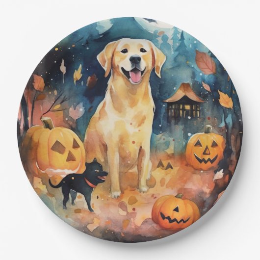 ハロウィーンのフィンランドのラプパンとカボチャ怖い ペーパープレート (正面)